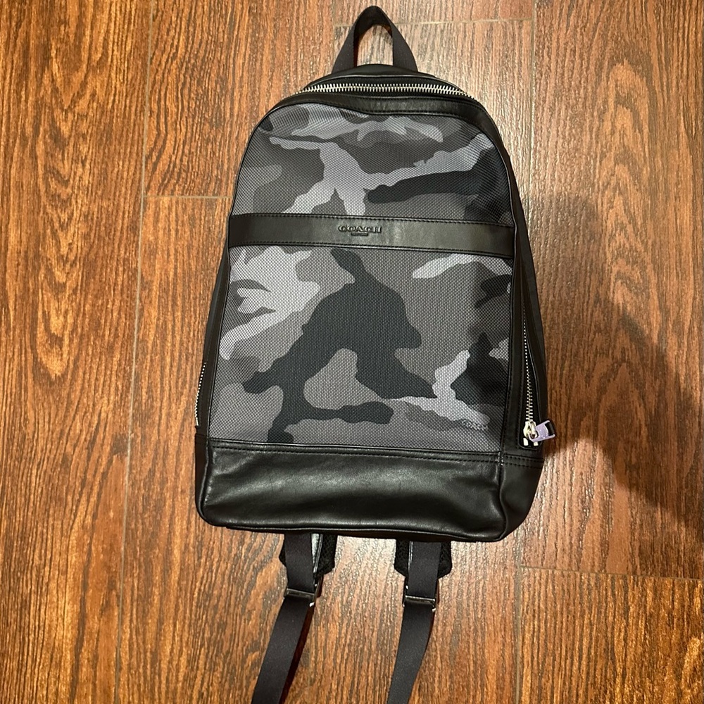 Coach Leather & Canvas Dark Camo Backpack - Picture 2 of 7